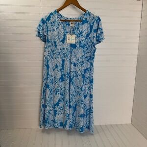 NEW AK Anne Klein Petite Tropical Print Flutter Sleeve Mini Dress